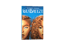 Seabreeze front cover. It is an illustration of the faces of two young black, light-skinned women. Both of the women have curly hair but one is plaited and the other is not. The woman with the plaited hair has light blue, almost white eyes, while the other woman's eyes are dark brown. 